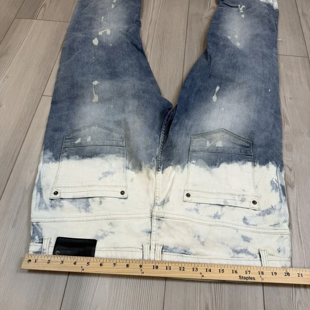 Copper Rivet Size 42/32 Slim Fit Distressed Jeans Bleached - Picture 9 of 10